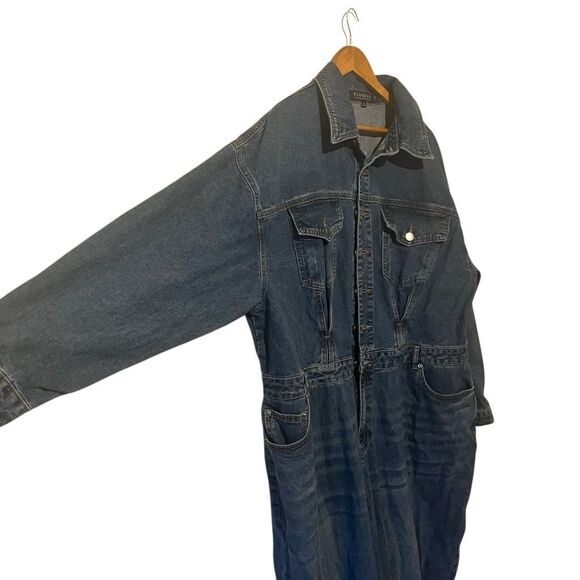 Eloquii blue Denim wide leg Jumpsuit Size 22 - Picture 8 of 11